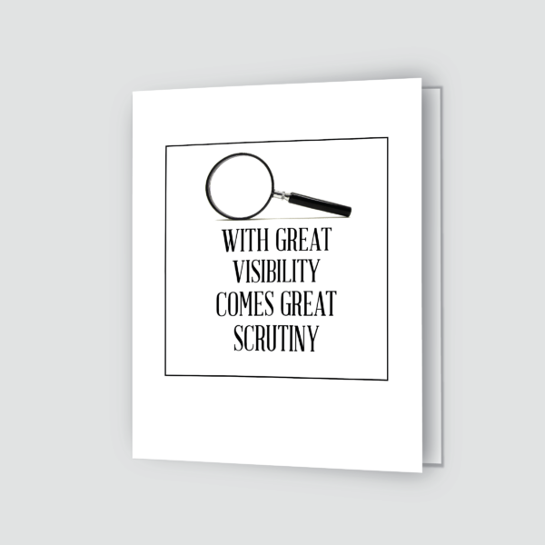 scrutiny greeting card - magnifying glass