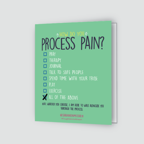 process pain greeting card - green