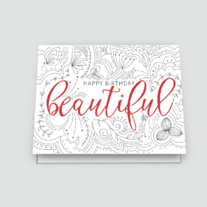 happy birthday beautiful greeting card - white